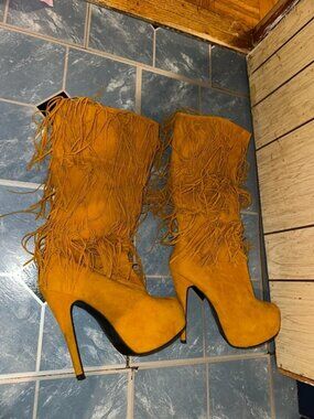 Fringe boots suede and leather